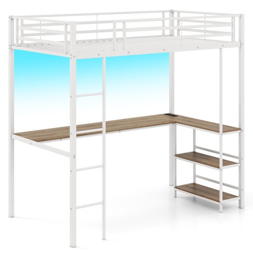 White single loft bed with - white,