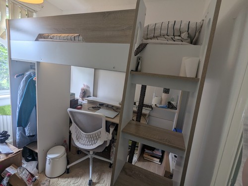 Loft bed with - desk, and