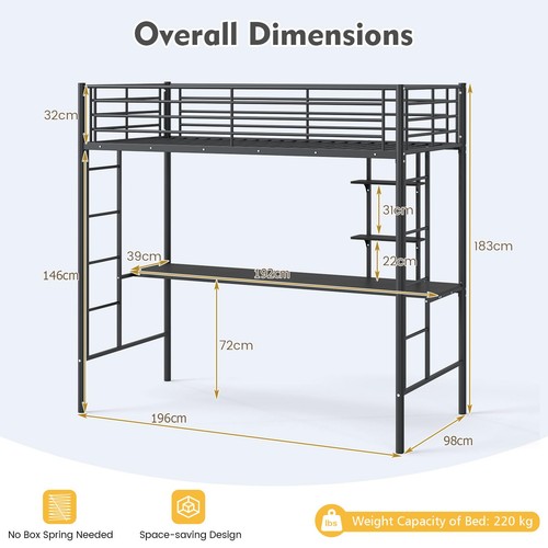 Metal loft bed with built - loft,