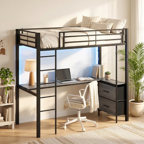 Metal bunk bed desk - bed, high
