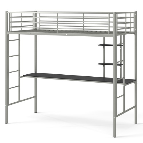 Metal loft bed with built - with, built-in