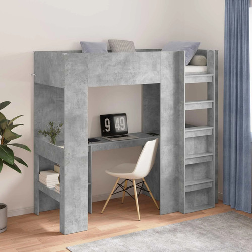Loft bed frame concrete grey - bed,