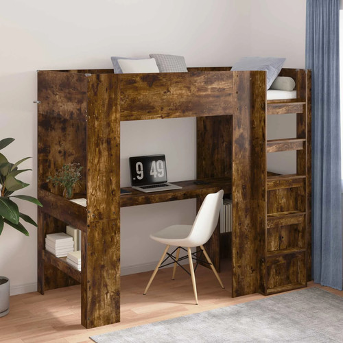 Loft bed 200 - bed, smoked