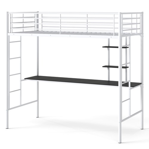 Metal loft bed with built - metal, built-in