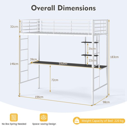 Metal loft bed with built - metal,