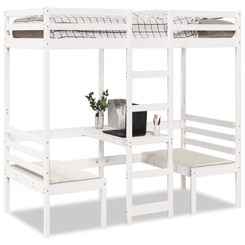 Loft bed white solid - white, pinewood