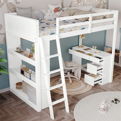 Loft wooden bed frame - wooden,