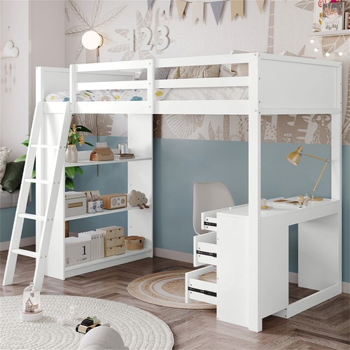 Wooden loft bed high - wooden,